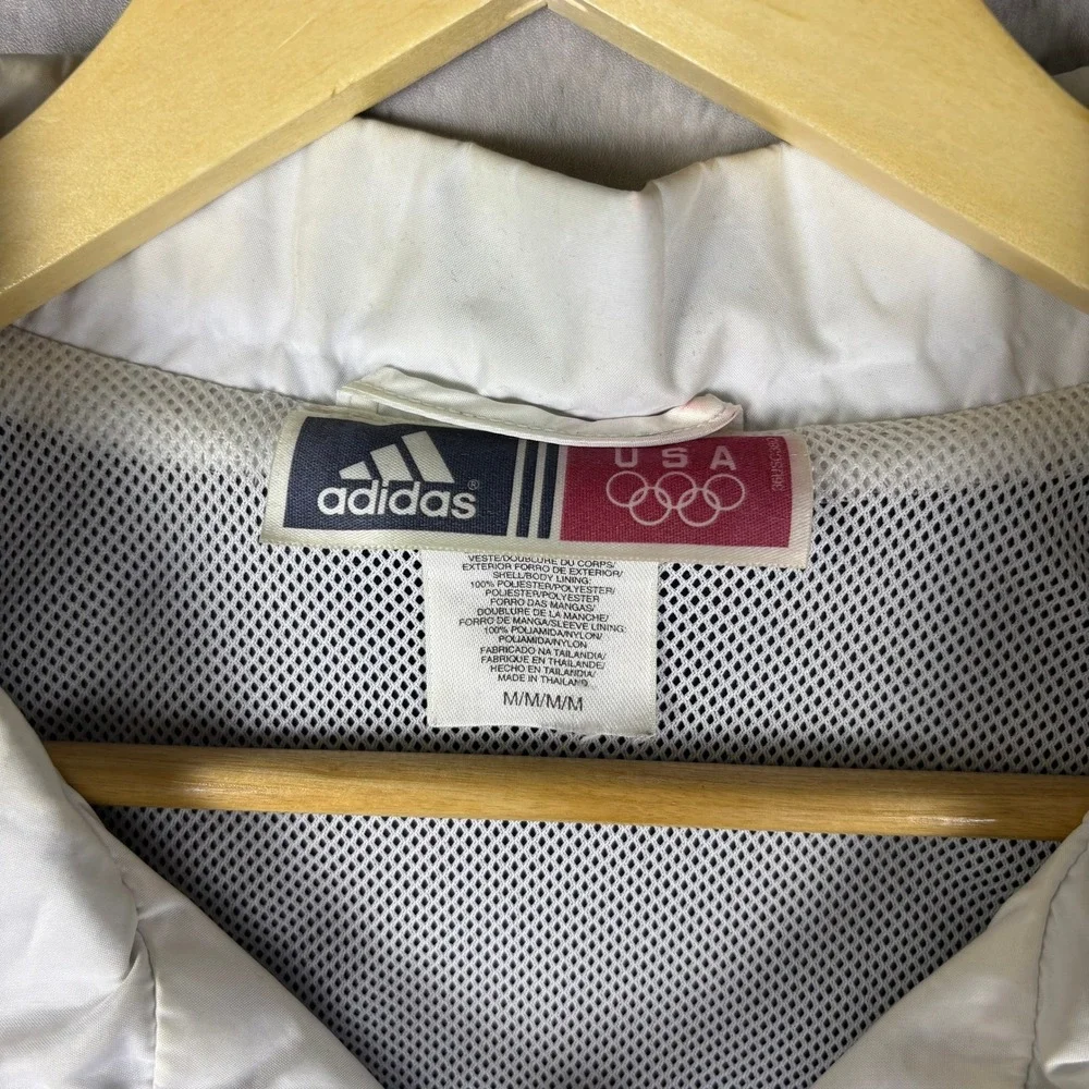 Vintage Adidas USA 2000 Olympic Windbreaker Jacket Medium Navy Blue Red White‎